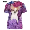 T-shirt da uomo 2023 Chihuahua 3D T-shirt con stampa Cute Animal Dog Stampa Uomo e donna Moda casual Girocollo Manica corta Top