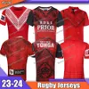 23 24 Tonga Rugby Jerseys Novo Adulto Rugby Jersey 2023 2024 Home Away Camisa Branca Vermelha Kit Maillotrugby Camisas Para Mentops Bshorts Colete