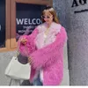 Cappotto da donna in pelliccia rosa da donna inverno 2023 in capispalla femminile giacca in peluche di lusso da donna agnello finto da donna bavero soffice