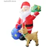 Party Decoration 6ft Christmas Inflatable Santa Claus Elk Reindeer with Built in LED Outdoor Indoor Inflatable Holiday Lawn Party Toys Decoration T230926