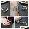 Bandringar Böhmen Antik guld Elefant Flower Rose Heart Crown Carved Ring Set Knuckle Finger Midi för kvinnor smycken Drop Delivery Dhpib