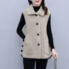 Gilets pour femmes d'âge moyen mère velours gilet veste plus taille automne hiver lâche manteau sans manches simple boutonnage chaud vêtements d'extérieur pour femmes haut