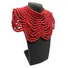 Choker African Style BIB wielowarstwowe drewniane drewniane koraliki Naszyjniki czerwony złoty niebieski kolor bohemian kobiecy biżuteria imprezowa