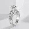 Wedding Rings Luxury Silver Color 2 Carat Ring For Women Exquisite Fashion Metal Inlaid White Zircon Stones Engagement Jewelry