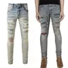 designer jeans pour hommes jeans uomo hommes perforé broderie patchwork déchiré tendance marque moto pantalon hommes maigre mode élastique slim fit pantalon