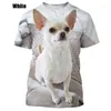 メンズTシャツ2023チワワ3D印刷Tシャツかわいい動物犬プリント男性と女性カジュアルファッションラウンドネックショートスリーブトップ