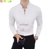 Herrklänningskjortor Spring New Business Slim High Shirts/Men's Sleeve Fit Male Shirts/Plus S-5XL 2022 Long Style Size Collar Pure Quality Stand YQ230926