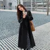Misto lana da donna Streetwear Trench allentato Lunghezza midi Moda coreana Elegante kaki Giacca a vento nera Casual Top doppio petto 230925