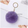 Porte-clés Fluffy Fourrure Pom Porte-clés Solide Couleur Soft Faux Boule Chaîne Femmes Sac Suspendu Porte-Pendentif Porte-clés Accessoires Drop Livraison Dh9Vs