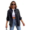 Women's Jackets Medium Length Rough Edge Torn Denim Jacket for Women's Spring Autumn Shirt Style Jeancoat Casual Top Outerwear Lady Coat 230925