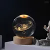 Nattlampor USB LIGHT LED CRYSTAL BALL BABLEMA LAMP 3D MOON PLANET GALAXY DECED FÖR HEM BARN BARNS FÖRST Födelsedag Xmas gåvor