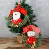 Dekorativa blommor 22 cm julkrans Santa Claus Doll Pines Leaf Door Hanging Garland Rattan Party Ornament Decoration Navidad 2024