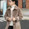 Coat Boy Faux Sheepskin Fur Jackets Male Loose Children Casual Fashion Long Outwear Warm Coats For Kids Thick 230926