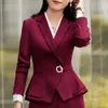 Tvådelklänning Formellt kontor Tvådelat formellt långärmad polyesterbyxa damer Business Coat Set Women's Suits S-4XL 230926