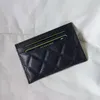 Porta carte di alta qualità di design di alta qualità Borsa per carte di pelle di pecora Lychee Mini portafoglio in pelle di vacchetta nero oro con scatola