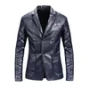 Herren Leder Kunstleder Frühling Herbst Mode Herren Casual Revers Leder Kleid Anzug Mantel / Männliche Mode Business Casual Pu Blazer Jacke l230926