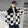 Jas Kinderen Lamswol voor Jongens Winter Koreaanse Mode Plaid Patroon Jassen Casual Bovenkleding Outdoor Dikke Warme Katoenen Top 230926