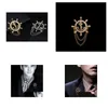 Pins Brooches Wholesale- Elegant Gold Uni Anchor Cruises For Women Men Fine Jewelry Accessories Crystal Man Lapel Pin Bijoux Drop Deli Dhrbi