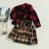 Manteau focus norm 16 ans automne hiver enfants filles veste vêtements d'extérieur 2 couleurs Plaid à manches longues simple boutonnage fourrure floue 231024