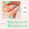 False Nails French Green Gold Edge Burst Glitter Wearable Manicure Reusable Artificial Fake Press On