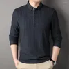 Polos pour hommes élasticité Polos à rayures verticales de luxe à manches longues affaires décontracté printemps automne hommes T-shirts homme T-shirts 3XL