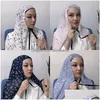 Hijabs eid muslimska hijab kvinnor bubblan chiffong halsduk snörning långa halsdukar headwraps malaysia slöja huvudbonad turban sjalar islamiska arabiska dr dhaej