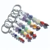 Keychains Lanyards 10Pcs Natural Crystal Heart Waterdrop Key Rings 7 Stone Star Beads Set Keychain Jewelry Bags Pendant Diy Accessorie Dhxfi