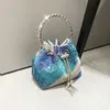 Bolsa feminina portátil brilhante colorido diamante noite saco incrustado com diamante feminino artesanal água diamante balde saco 230926