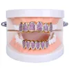 Grillz Dental Grills Custom Fit Hiphop Gold Zähne Kappen Micro Pave Fuchsia Zirkonia Top Bottom Set Für Weihnachtsgeschenk Frauen drop Dhkaw