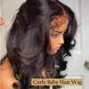 Kinky Edge Hairline Lace Front Wigs Body Wave 13x4 Lace Frontal Human Hair Wigs with Curly Baby Hair Pre Plucked Glueless Frontal Wig 150% Density 16inch