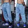 Męskie dżinsy streetwear joggers bresspanty luźne paty harem