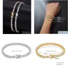 Tennis 5Mm 4Mm M Iced Out Diamond Bracelet Zirconia Triple Lock Hiphop Jewelry 1 Row Cubic Mens Bracelets2762155 Drop Delivery Bracele Dhcxe