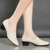 Scarpe eleganti 2023 Mocassini Donna Tacchi medi In pelle Nera Lady Lavoro Scarpe professionali Designer di lusso Zapatos De Mujer