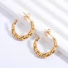 Boucles d'oreilles créoles en acier inoxydable, couleur or, en forme de C torsadé pour femmes, tendance, bijoux d'oreilles pour filles, cadeaux de fête de mariage, goutte