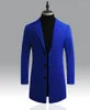 Herr ull Autumn och Winter Mens Solid Color Casual Business Ullrockar / high-end varumärke Slim Long Coat Male Jacket