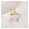 Charm Asymmetrical Moon Star Earrings 925 Sterling Sier Hoop Earring Ear Studs Jewellery For Female White/Gold Drop Delivery Jewelry Dhqat