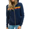 Women's Hoodies Sweatshirts Donsignet Women Hoodies Coat Casual Rainbow Hooded Sweatshirts Fashion Zip-up Striped Cardigan Men Hoodies 230926