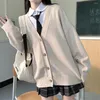 Женский вязаный японский модный свободный кардиган с v-образным вырезом для колледжа, свитер 2023, женская верхняя одежда, пальто, школьная форма ZY6090