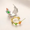 Diseñador Chicas coloridas Pendientes de esmalte Charm Marca Carta Regalos chapados en oro Pendientes colgantes Aleación Sin desvanecimiento Joyería de alta calidad Pendientes de lujo