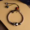Charm-Armbänder, handgewebtes tibetisches Tigerzahn-Armband, Dzi-Perlenschnur, männlicher literarischer Spieler, Retro-Folk-Stil, handverzierter Schnitzer
