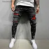 Jeans voor heren Gescheurde jeans Heren Stretch Skinny Grijs Blauw Zwart Hip Hop Denim Broek Street chic Casual Slim Fit Jeans voor heren Joggingjeans L230926