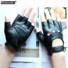 Five Fingers Gloves Women's Sheepskin Half Finger Leather Single Layer Unlined Thin Hollow Fitness Driver Motorcycle 230925