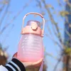 Bouteilles d'eau 1 x bouteille mignonne avec autocollants de paille 1300 ml portable grand ventre tasse marqueur de temps bouilloire étanche sports de plein air