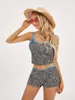 Dames Nachtkleding Dames Luipaard Booty Shorts Set Kant Patchwork Hals Crop Hemdje Skinny Mini 2-delige Loungewear Pjs