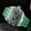 2022 Luxus Sechs-Pin Quarz Transparente Lünette Herren Automatikuhr Herren Designer Wasserdichte Uhr274k