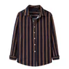 Men's T Shirts Men Business Autumn Stripe Printing Button Long Sleeves Turn-Down Collar Mens Shirt Polyester Cotton Male Top