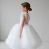 Robes de fille élégante fille robe moelleuse fleur bébé cérémonie de mariage costume tenues d'anniversaire blanc 1ère communion tutu robe enfants gala vêtements 230925