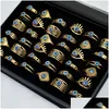 Rings 30Pcs Luxury Stainless Steel Demon Eye Ring High Quality Women Male Party Metal Punk Blue Evil Drop Delivery Jewelry Dhscd