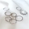 Cluster anneaux 8pcs / set pour femmes simples en métal or argenté couleurs géométriques en spirale couple couple d'anneau de mode de mode de mariage bijoux de bijoux