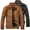 Men's Fur Fashion Leather Jacket Motorcycle Men Stylish Biker Coat PU Clothes With Velvet Slim Fit Outwear